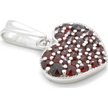 Přívěsek Stříbrný přívěsek srdce český granát Saima - Rhodiování