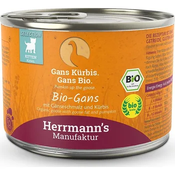 Krmivo pro kočku Herrmann's Manufaktur Herrmann's Bio husa s dýní - konzerva pro koťata 200 g