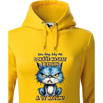 Dámská mikina Dámská mikina Kočka - Jsou dny, kdy mě dokáže nasrat i vzduch a ty nečum, Barva Žlutá, Velikost XS, Canvas Dámská mikina 2654