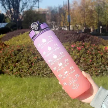 Láhev Sportovní láhev na pití s motivačními nápisy | 1lláhev na vodu - Fialová-růžová