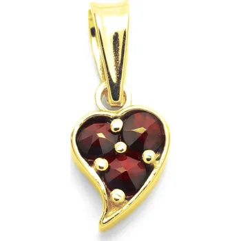 Přívěsek Stříbrný přívěsek srdce, český granát Sarah - Zlacení