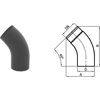 Kouřovod Karl Koleno tažené 45°/ 130mm (síla 2mm) - černá