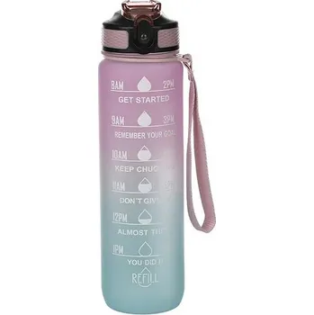 Láhev Sportovní láhev na pití s motivačními nápisy | 1lláhev na vodu - Růžovo-modrá