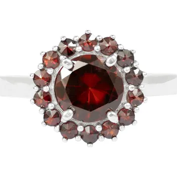 Prsten Stříbrný prsten český granát a almandin Audrey - 52, Rhodiování