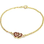 Stříbrný náramek srdce s českým granátem Memory - Zlacení