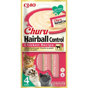 Pamlsek pro kočku Inaba Churu Cat Hairball Control Chicken Recipe 4x 14 g