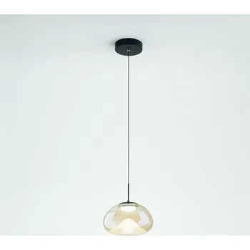 Fabas 3755-41-365 Brena, závěsné svítidlo z jantarového skla, 1x10W LED 2700/3000/4000K krokové stmívání, prům. 22cm