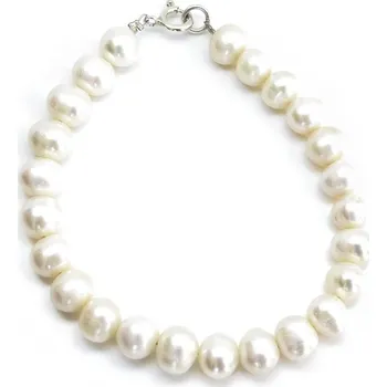 Náramek Stříbrný náramek říční perly bílé 8 mm AA Priscilla - 20 cm