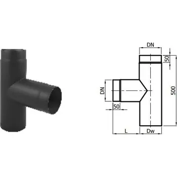 Kouřovod Karl T-Kus 90° / 150mm (síla 2mm) - černá