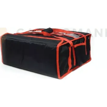 Termobox Taška na pizzu 4 x 50 cm z nylonu, uzavírání na magnet, černý s červeným lemováním | FURMIS, T4XL
