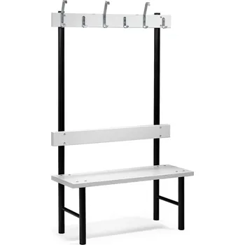 Dílenský stůl Šatní lavice s věšákem STADIUM, 6 háčků, 1000 mm, šedá