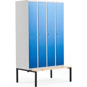 Šatní skříň Šatní skříňka CLASSIC, s lavicí, 4 sekce, 2120x1200x550 mm, modré dveře