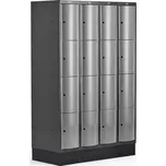 Boxová šatní skříň CURVE, 4 sekce, 16 boxů, 1890x1200x550 mm, sokl, šedé dveře