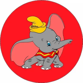 Jedlá dekorace na dort Jedlý papír Dumbo červené pozadí 19,5 cm