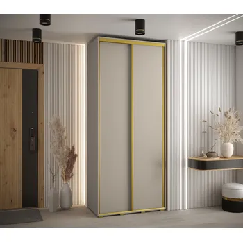 Šatní skříň Šatní skříň Dakota 1 - hloubka 60 cm Rozměry: 100 cm, Pásky / úchyty: Zlatý, Barva korpusu + barva dveří: Kašmír