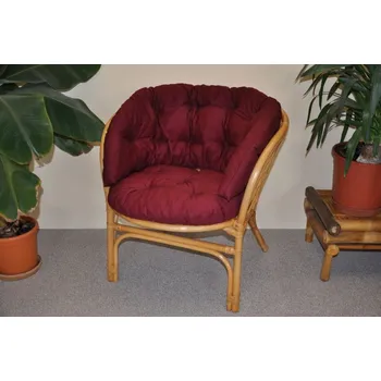 Ratanové křeslo Bahama polstr MAXI vínový kepr