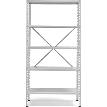 Dílenský regál Skladový regál POWER, 5 polic, světle šedý, 1970x1010x500 mm