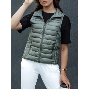 Dámská vesta Dstreet Dámská zelená prošívaná módní vesta Stylishz