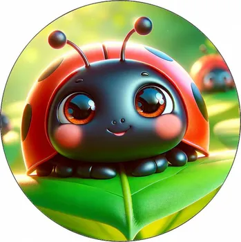 Jedlá dekorace na dort Jedlý papír roztomilá beruška na listu 19,5 cm