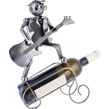 Stojan na víno Stojan na víno Kovový model Baskytarista (Praktický dárek pro vinaře)