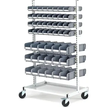 Dílenský regál Pojízdný dílenský stojan, vč. plastových boxů