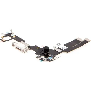 Napájecí a datový konektor s flex kabelem + mikrofony pro Apple iPhone 14 - bílý - kvalita A+