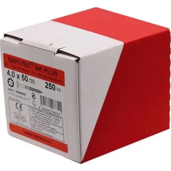 HPM TEC RAPI-TEC SK PLUS 4,0x50/30+R (balení 250 ks) - stavební vruty do dřeva, polozávit, pozink, talířová hlava, TORX T20