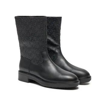 Dámské kozačky Polokozačky Calvin Klein Flat Ankle Boot Mono Mix HW0HW02195 Černá 40
