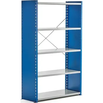 Dílenský regál Kovový regál MIX, 1740x1060x400 mm, s bočními stěnami, modrý, šedé police