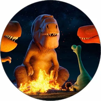 Přisada na vaření a pečení Jedlý papír Hodný dinosaurus u ohniště 19,5 cm