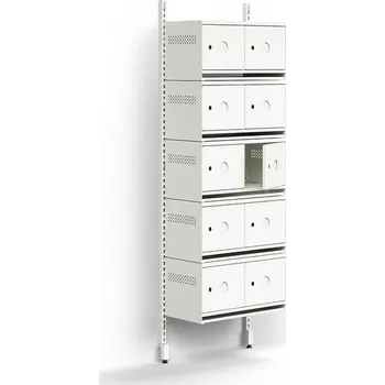 Věšák Skříň na boty ENTRY, nástěnná, 10 kovových dvířek s přípravou pro označení, 1800x600x300 mm, bílá