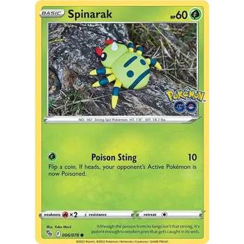 Sběratelská karetní hra Spinarak 006/078 - Pokémon GO Typ karty: Reverse Holo