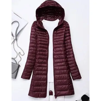 Zimní prošívaná bunda s kapucí Barva: Vínová, Velikost: 4XL