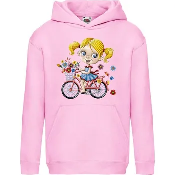 Chlapecká mikina detska_mikina_klokanka_potisk_divka_kolo_kvetiny Barva: Pink - růžová, velikost: 128