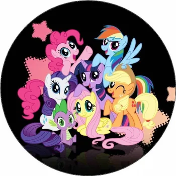 Jedlá dekorace na dort Jedlý papír My little pony na černém pozadí 19,5 cm