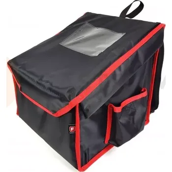 Termobox Batoh na 4 krabice na pizzu 45 cm z nylonu, zavírání na magnet, červený s černým lemováním | FURMIS, PLECAK L