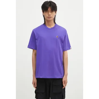 Bavlněné tričko A Bathing Ape ONE POINT RELAXED FIT TEE, XL, fialová, 45X