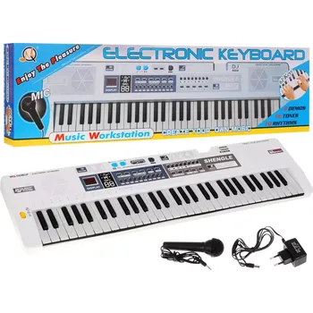 Hudební nástroj pro děti Bílý dětský klávesový set s mikrofonem, nahráváním a stereo reproduktory