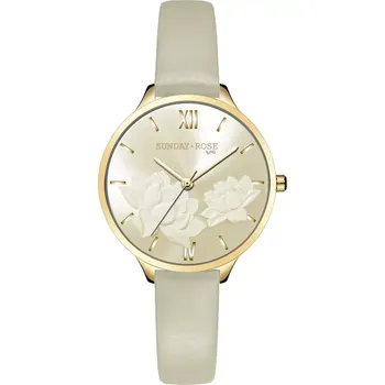 Hodinky SUNDAY ROSE Dámské luxusní designové hodinky SUNDAY ROSE Fashion Pastel Beige SUN-F16 (POŠTOVNÉ ZDARMA!!)