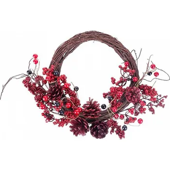 Věnec Vánoce Věnec MagicHome, z proutí, chvojí, 37x32x11cm