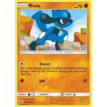 Volný čas Pokémon UPR 066/156 Riolu - Ultra Prism Stav: Excellent, Verze: NORMAL