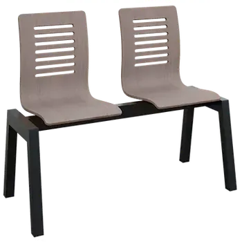 CARMEN PLUS 2, dřevěná lavice do čekárny, 2-sedák, dub stříbrný, kostra černá