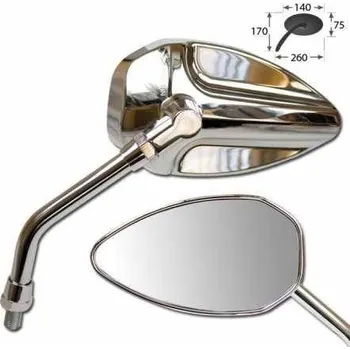 Zrcátko pro motocykl Zrcátka na motorku PADUA, chromová univerzální, stříbrná se závitem M10, homologovaná YAMAHA XV 1100 VIRAGO rok 86-00