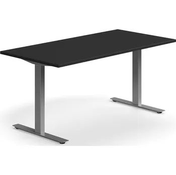 Psací stůl Psací stůl QBUS, T-nohy, 1600x800 mm, stříbrná podnož, černá