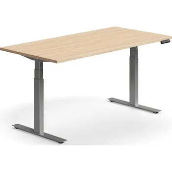 Psací stůl Výškově nastavitelný stůl QBUS, 1600x800 mm, stříbrná podnož, dub