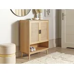 Ratanová komoda botník Světlé dřevo dřevotříska s ratanovým čelem 2dveřová police Boho styl skříňka Předsíň Beliani