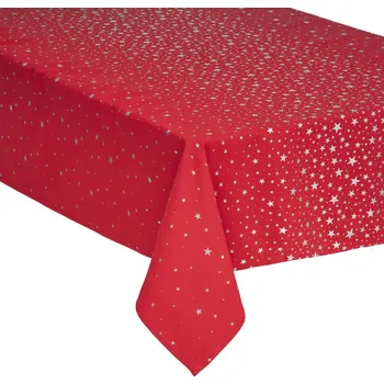 Atmosphera Dekorační vánoční ubrus s hvězdami, 140 x 240 cm, červený