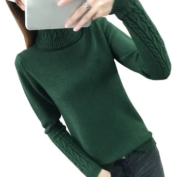 Dámský svetr s copánky na rukávech Barva: Zelená, Velikost: XL