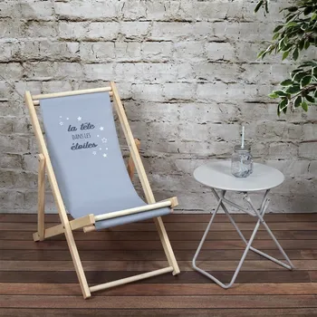 Zahradní lehátko Home Deco Kids Dětské lehátko La tête dans les étoiles šedé