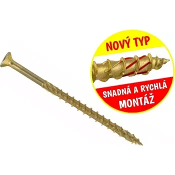 Vrut Konstrukční vrut do dřeva KLIMAS 6x80 TORX zápustná hlava TX30 žlutý Zn (100 ks v balení)